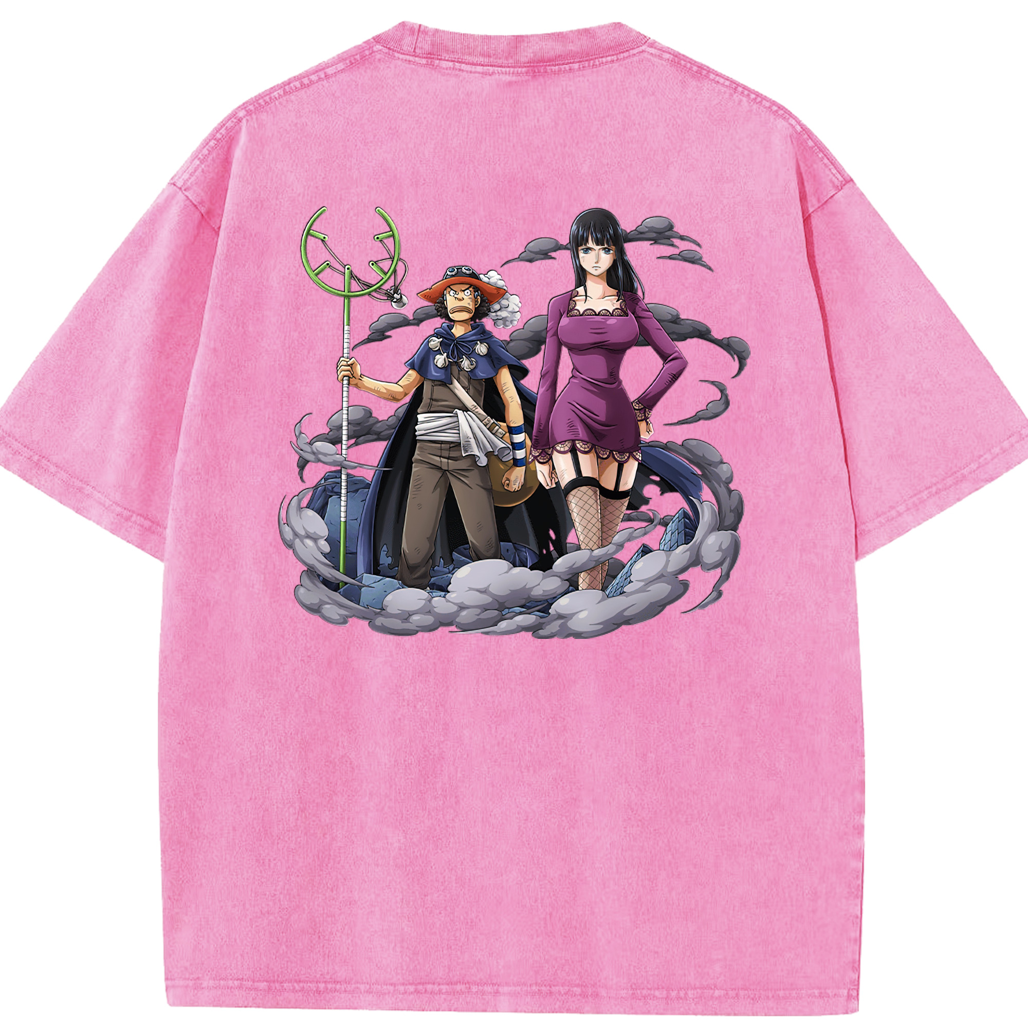 ワンピース ニコ・ロビン ONE PIECE Nico Robin 綿100% ヴィンテージ風 半袖Tシャツ（背面プリント）